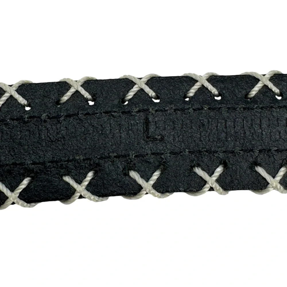 Vintage Y2K Esprit Leather Belt Black Contrast Stitch Women's Western‎ Size L